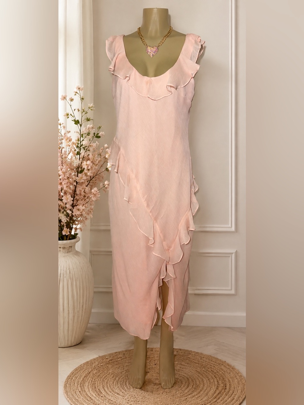 A New Day Soft peach Ruffled Maxi Slip Dress - NWOT Size XL